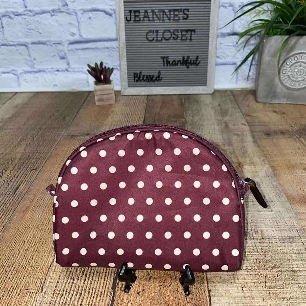 Ralph Lauren maroon Polka Dot Makeup Bag Purse